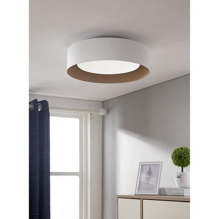 Bromi Design Lynch 15.75 in. 3-Light White & Beige Flushmount Ceiling Light B4106WBG